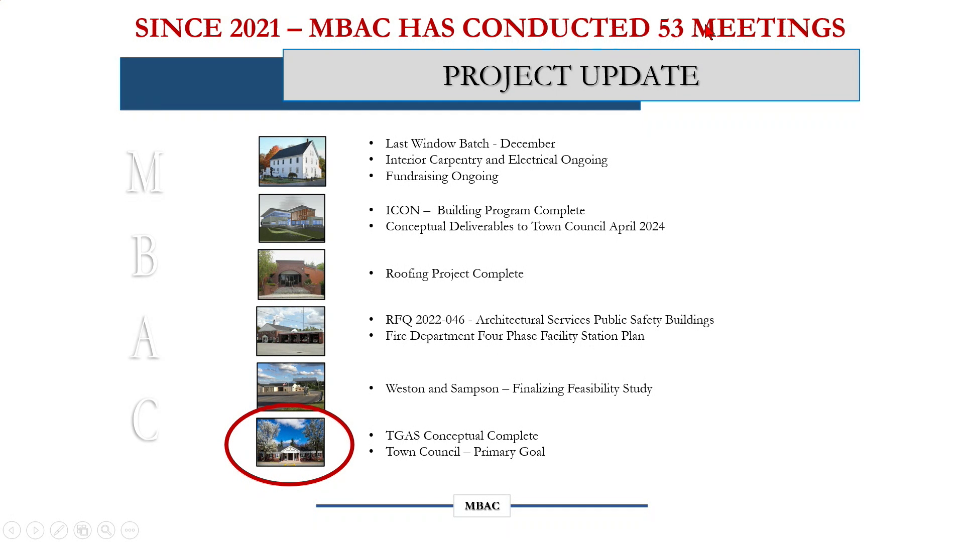 MBAC Update and Presentation on Police Station 11/20/23