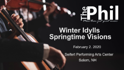 Navigate to NH Philharmonic: Winter Idylls - Springtime Visions